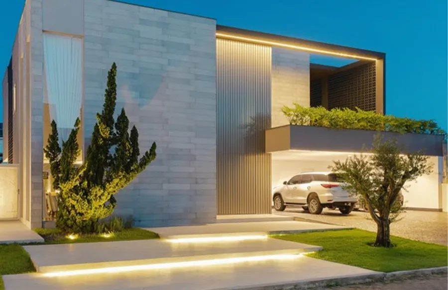 Fachada residencial em 3D projetada pela Arquiteto Agora